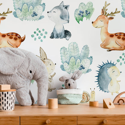 Temporary Wallpaper Nursery Decor Removable Wallpaper Peel and Stick Baby Wallpaper Wall Cute Animals Wallpaper - B509