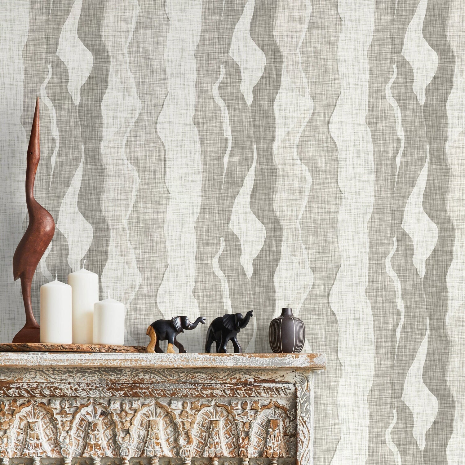 Grey Abstract Wallpaper Maximalist Wallpaper Peel and Stick and Traditional Wallpaper - D798