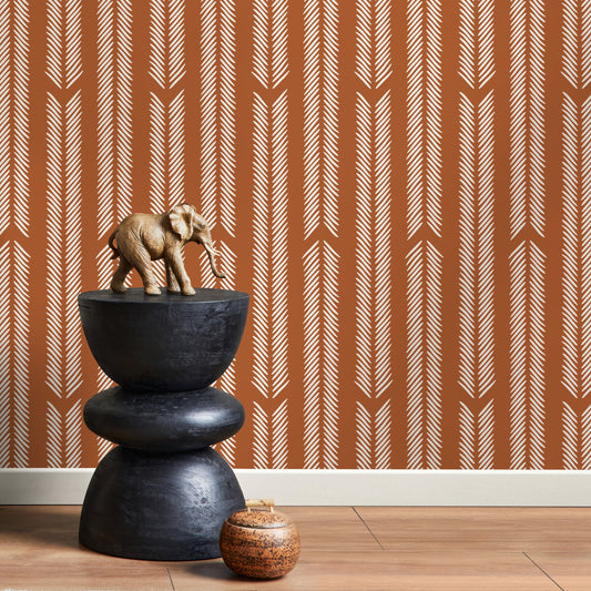 Terracotta Herringbone Wallpaper Minimalist Wallpaper Peel and Stick and Traditional Wallpaper - D802