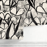 Wallpaper Peel and Stick Wallpaper Removable Wallpaper Home Decor Wall Art Wall Decor Room Decor / Black and Beige Floral Wallpaper - X192