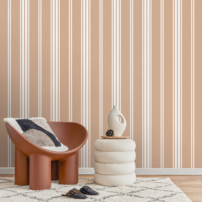Orange Striped Wallpaper Farmhouse Wallpaper Peel and Stick and Traditional Wallpaper - D783