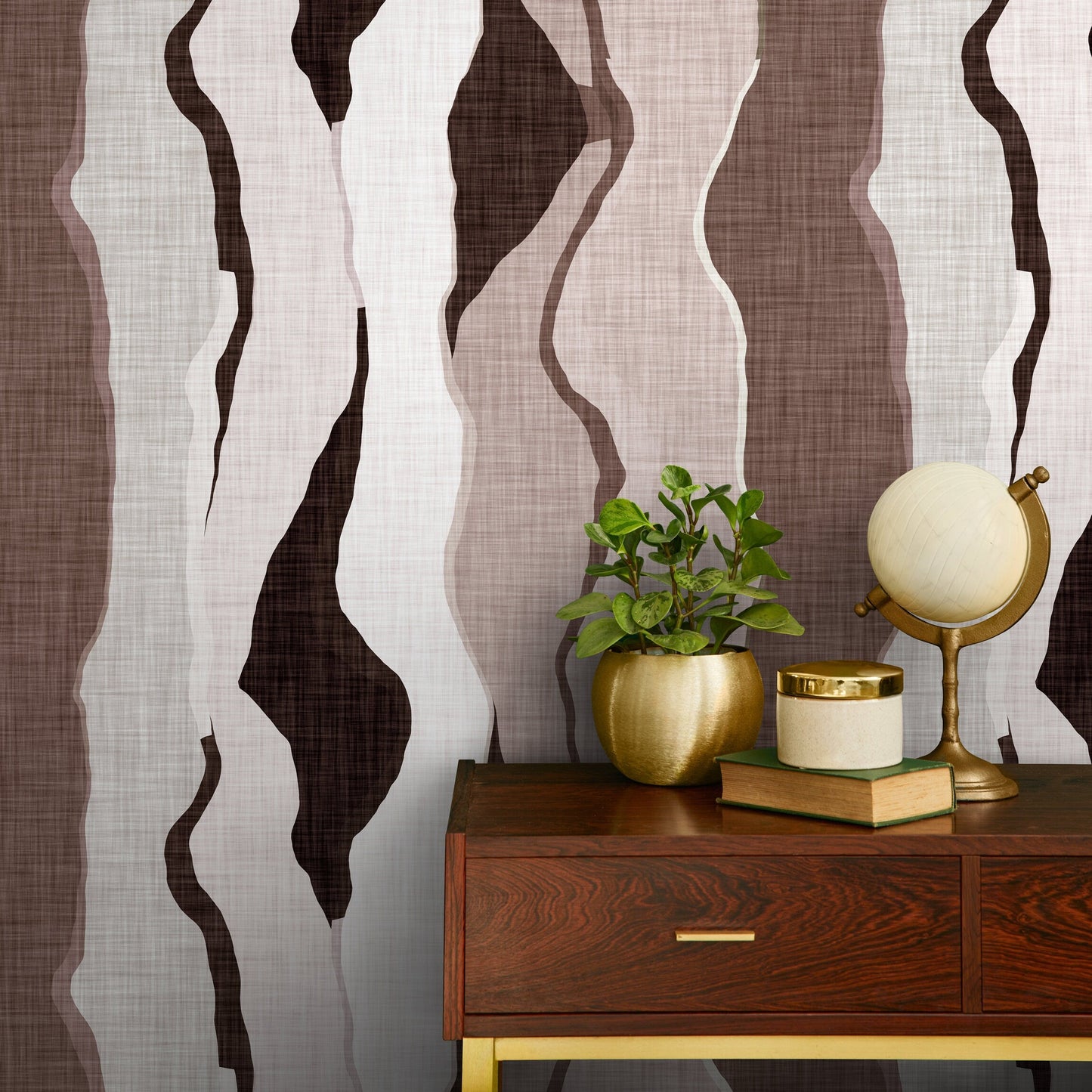 Brown Abstract Wallpaper Maximalist Wallpaper Peel and Stick and Traditional Wallpaper - D796