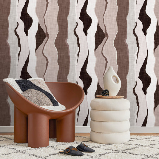 Brown Abstract Wallpaper Maximalist Wallpaper Peel and Stick and Traditional Wallpaper - D796