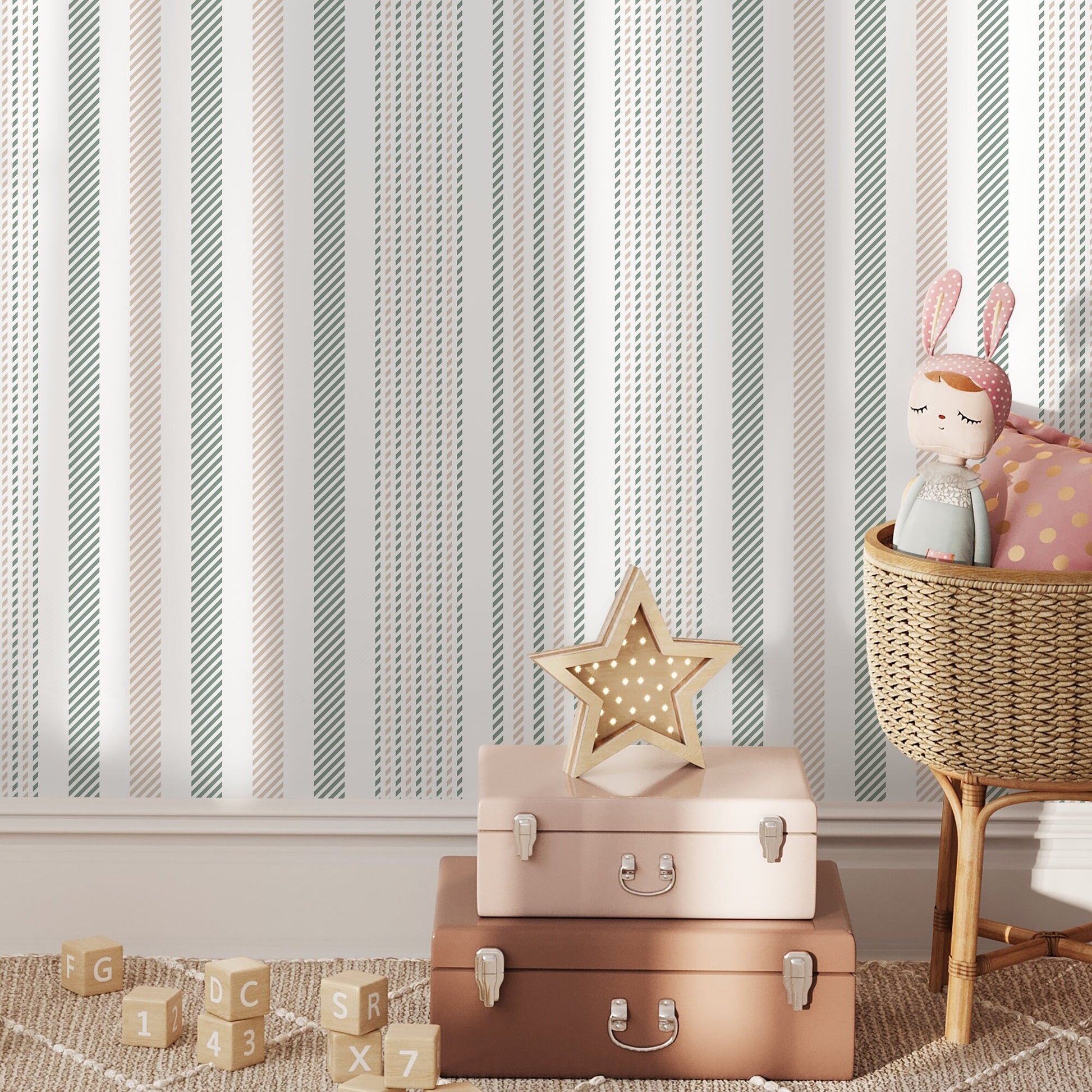 Minimalist Striped Wallpaper Farmhouse wallpaper Peel and Stick and Traditional Wallpaper - D805