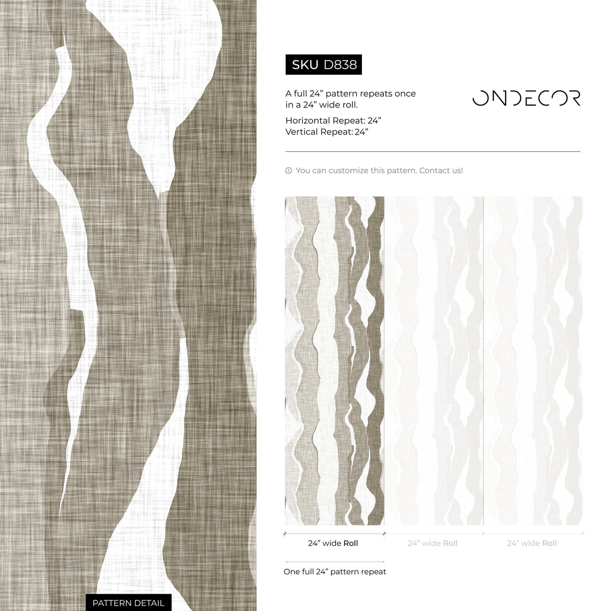 Abstract Waves Wallpaper Modern Wallpaper Peel and Stick and Traditional Wallpaper - D838