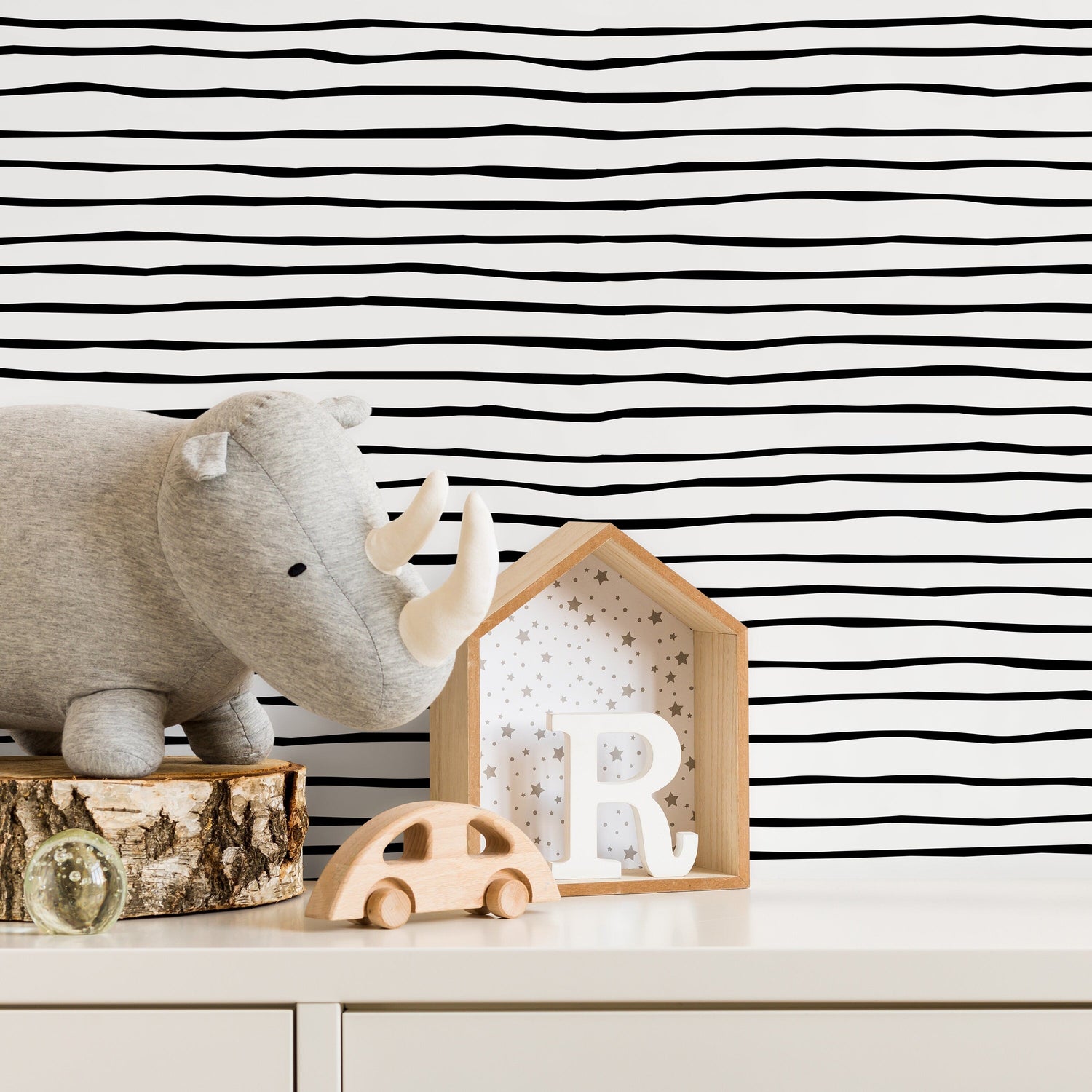 Black and White Striped Wallpaper Boho Wallpaper Peel and Stick and Traditional Wallpaper - D772