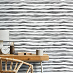 Black and White Striped Wallpaper Boho Wallpaper Peel and Stick and Traditional Wallpaper - D772