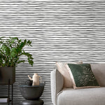 Black and White Striped Wallpaper Boho Wallpaper Peel and Stick and Traditional Wallpaper - D772