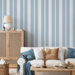 Blue Striped Wallpaper Farmhouse Wallpaper Peel and Stick and Traditional Wallpaper - D781