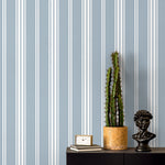 Blue Striped Wallpaper Farmhouse Wallpaper Peel and Stick and Traditional Wallpaper - D781