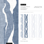 Blue Abstract Waves Wallpaper Modern Wallpaper Peel and Stick and Traditional Wallpaper - D837