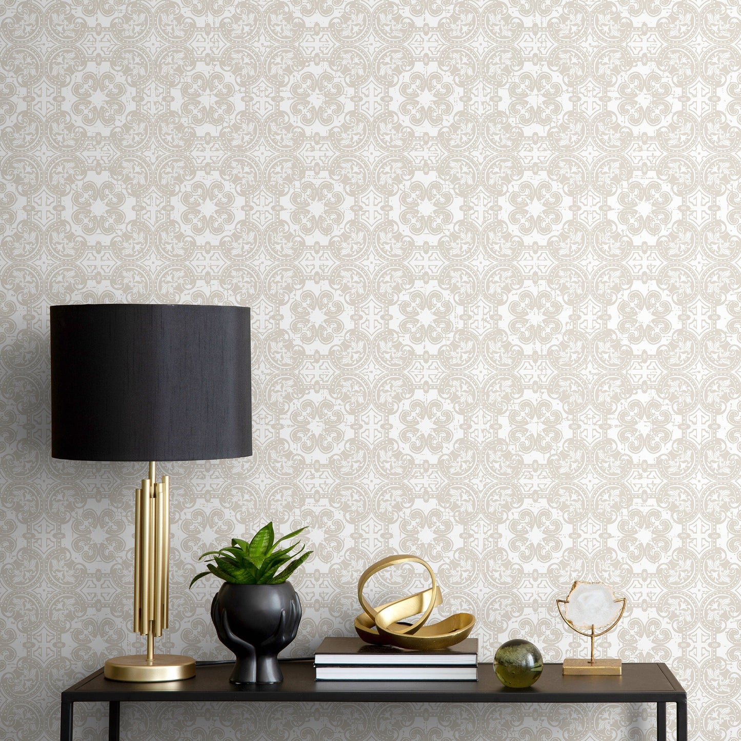 Wallpaper Peel and Stick Wallpaper Removable Wallpaper Home Decor Wall Art Wall Decor Room Decor / Beige Damask Wallpaper - C422