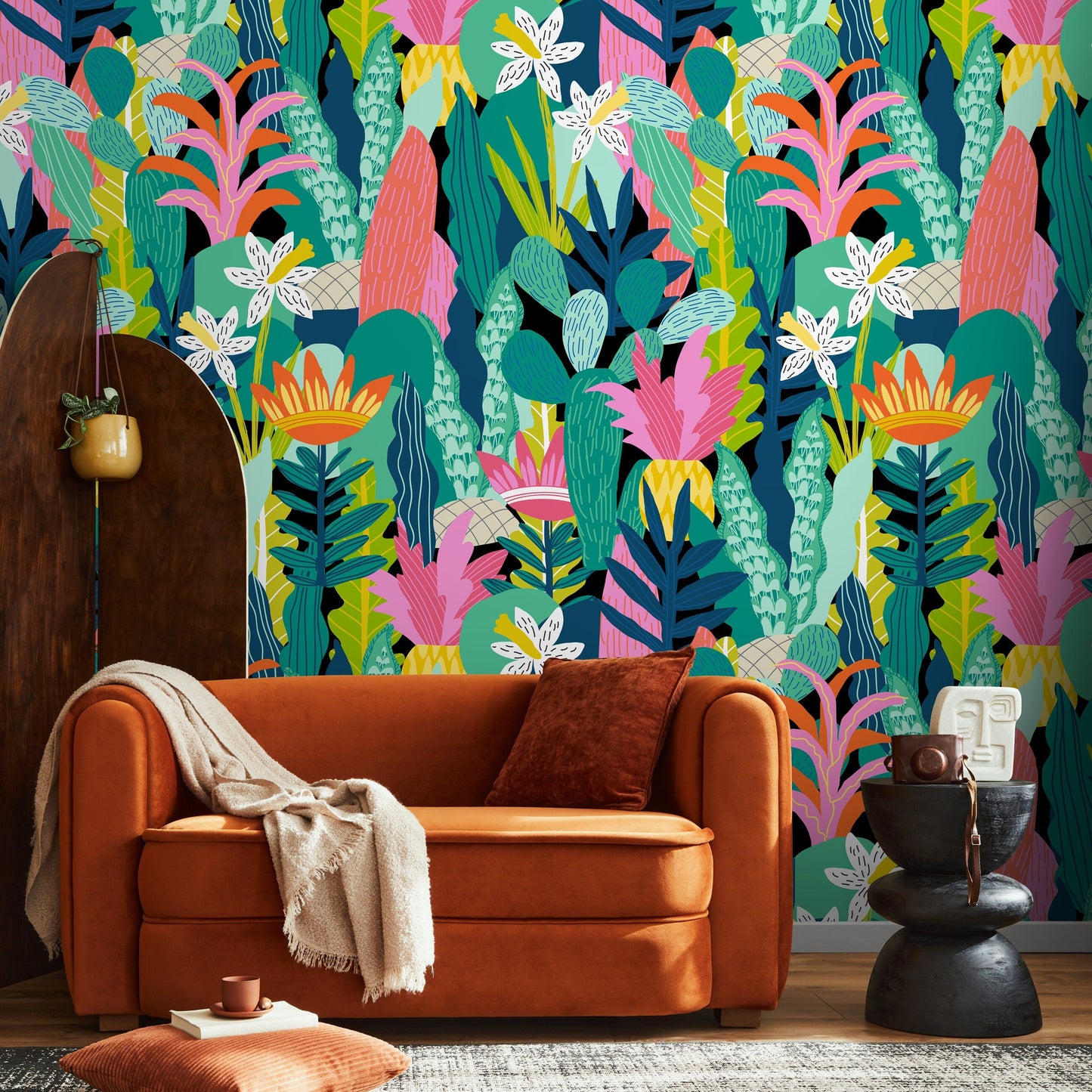 Colorful Plants and Flower Wallpaper / Peel and Stick Wallpaper Removable Wallpaper Home Decor Wall Art Wall Decor Room Decor - C687