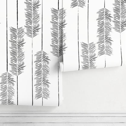 Wallpaper Peel and Stick Wallpaper Removable Wallpaper Home Decor Wall Art Wall Decor Room Decor / Black and White Boho Wallpaper - C520