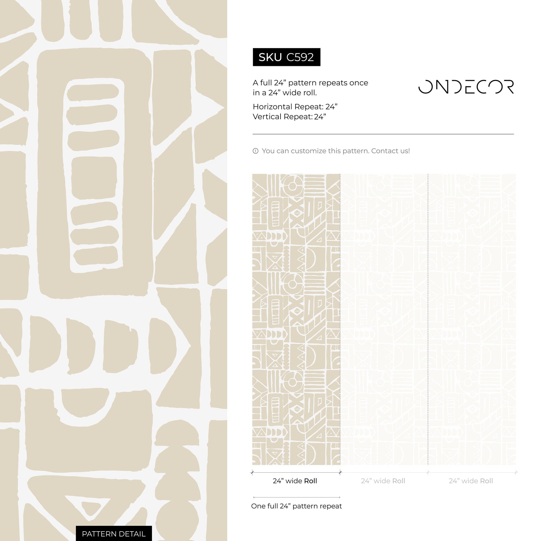 Wallpaper Peel and Stick Wallpaper Removable Wallpaper Home Decor Wall Art Wall Decor Room Decor / Beige Modern Boho Wallpaper - C592