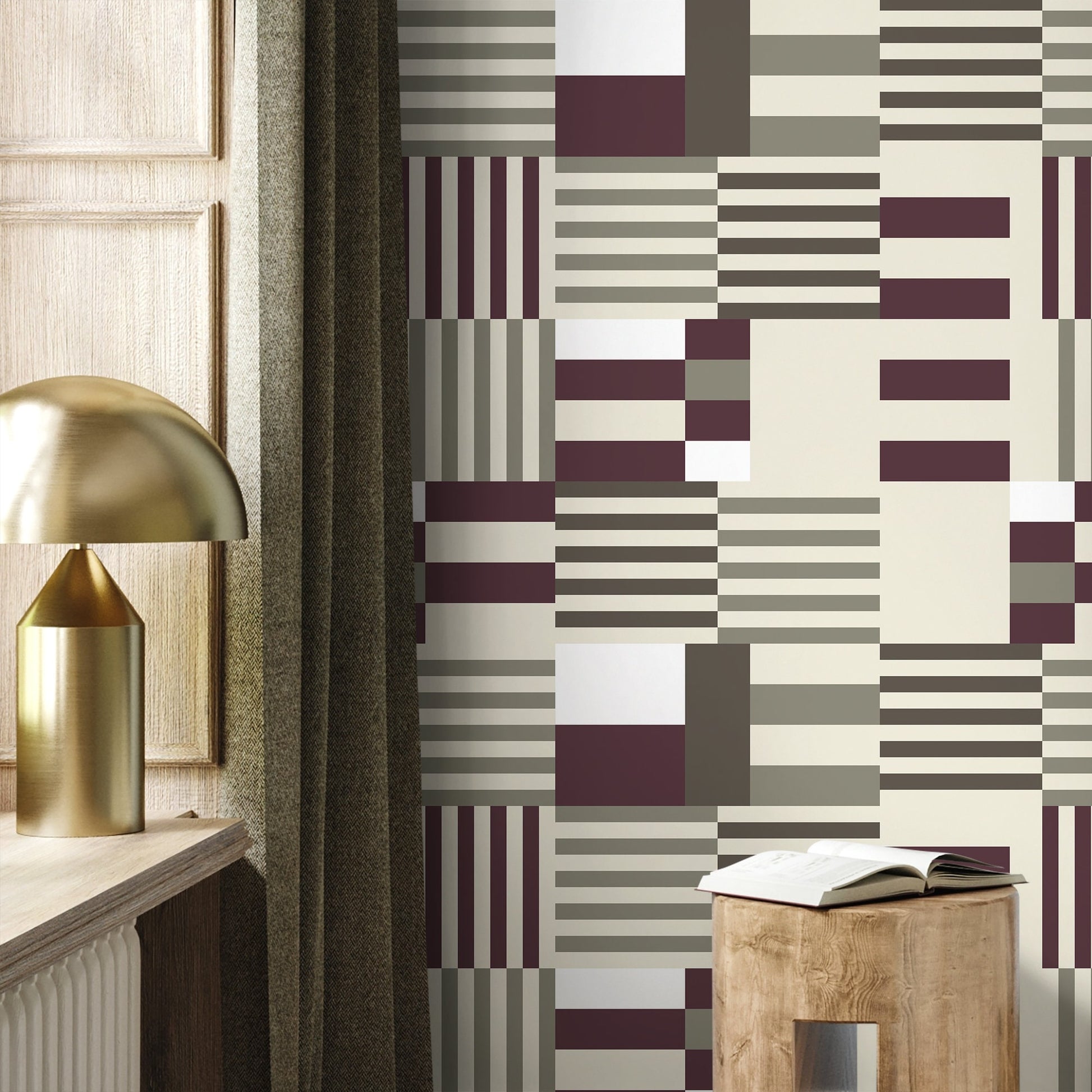 Geometric Wallpaper Modern Grey and Purple Wallpaper Peel and Stick and Traditional Wallpaper - D846