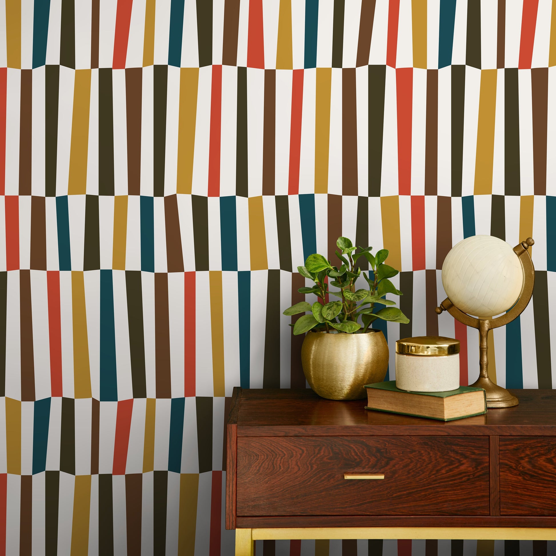 Colorful Mid Century Wallpaper Geometric Wallpaper Peel and Stick and Traditional Wallpaper - D852