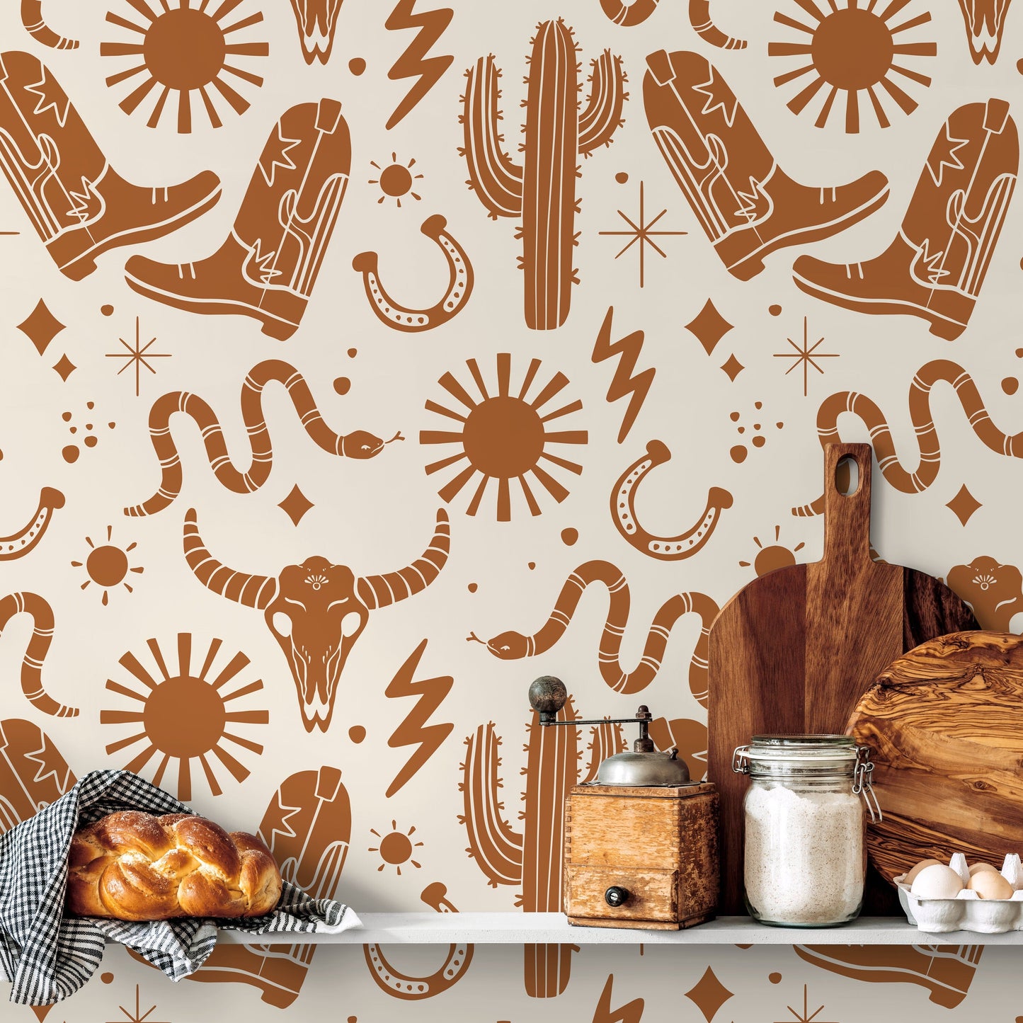 Western Wallpaper Cowboys Boots Wallpaper Peel and Stick and Traditional Wallpaper - D825