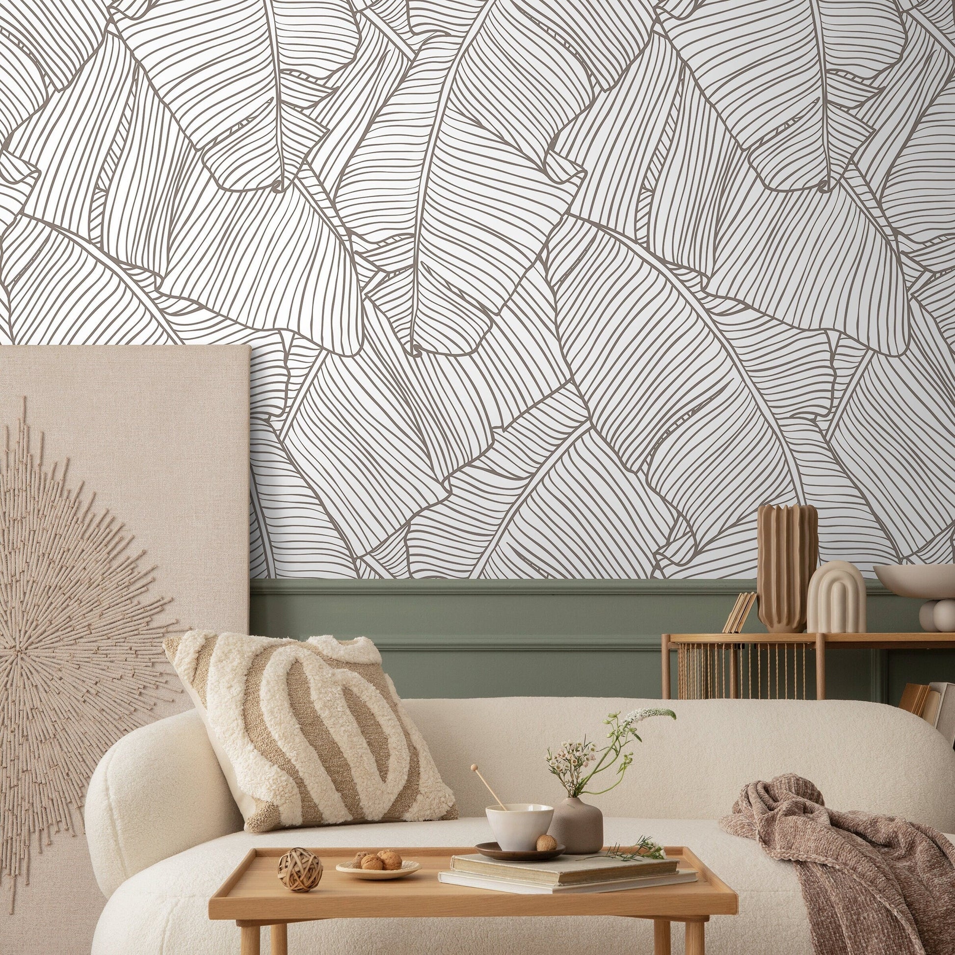 Removable Wallpaper Peel and Stick Wallpaper Wall Paper Wall Mural - Banana Leaf Wallpaper Tropical Wallpaper - A474