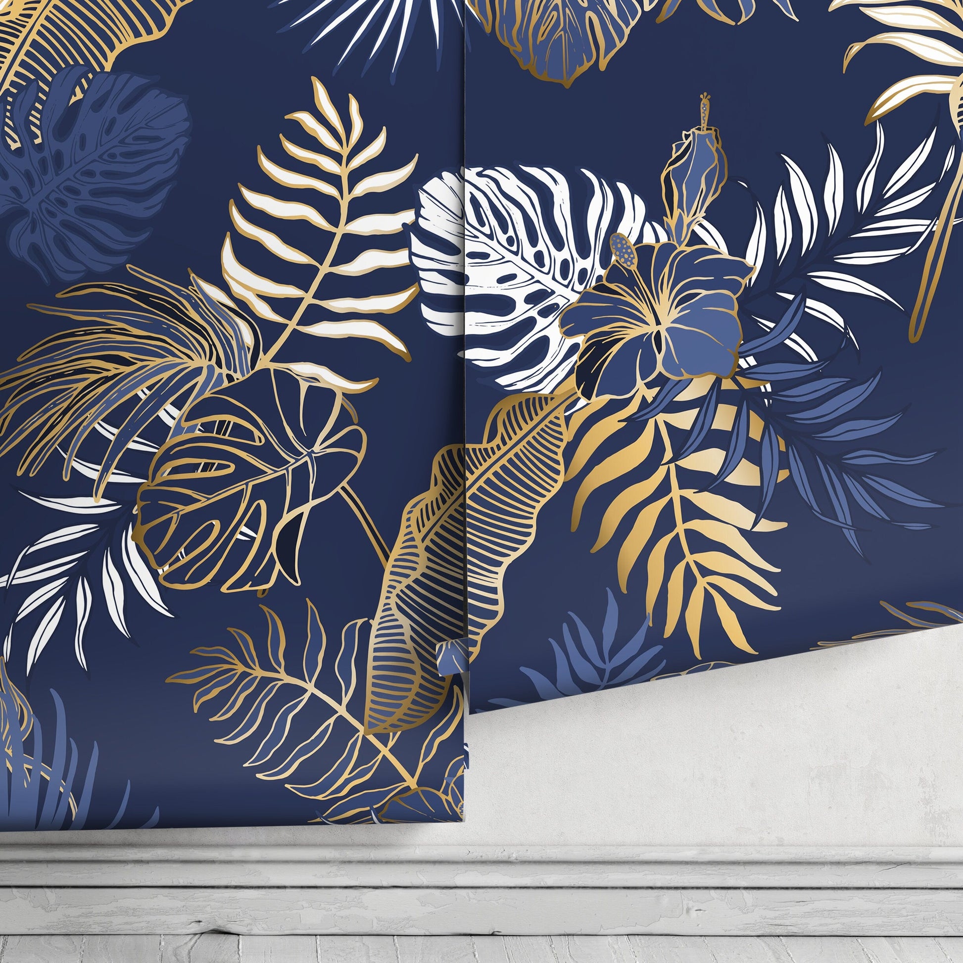 Removable Wallpaper Peel and Stick Wallpaper Wall Paper - Contemporary Non-Metallic Leaves Wallpaper - B024