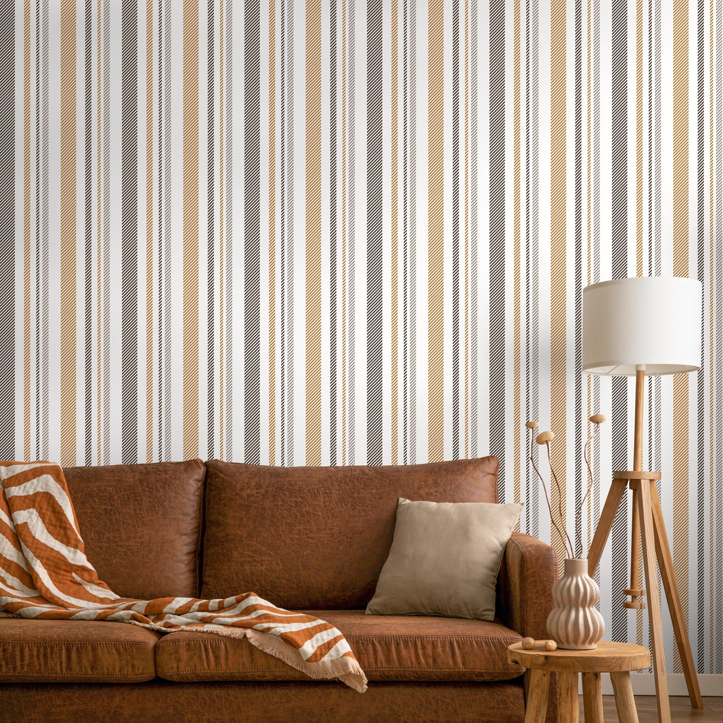 Minimalist Striped Wallpaper Modern Wallpaper Peel and Stick and Traditional Wallpaper - D845