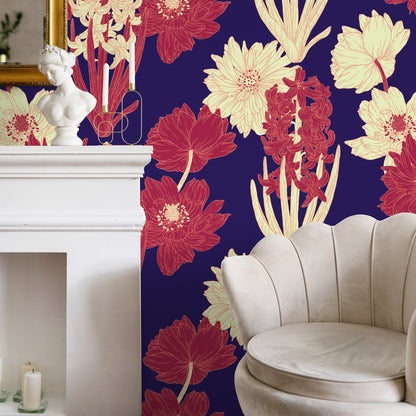 Floral Botanical Wallpaper Vintage Wallpaper Peel and Stick and Traditional Wallpaper - CC - A802