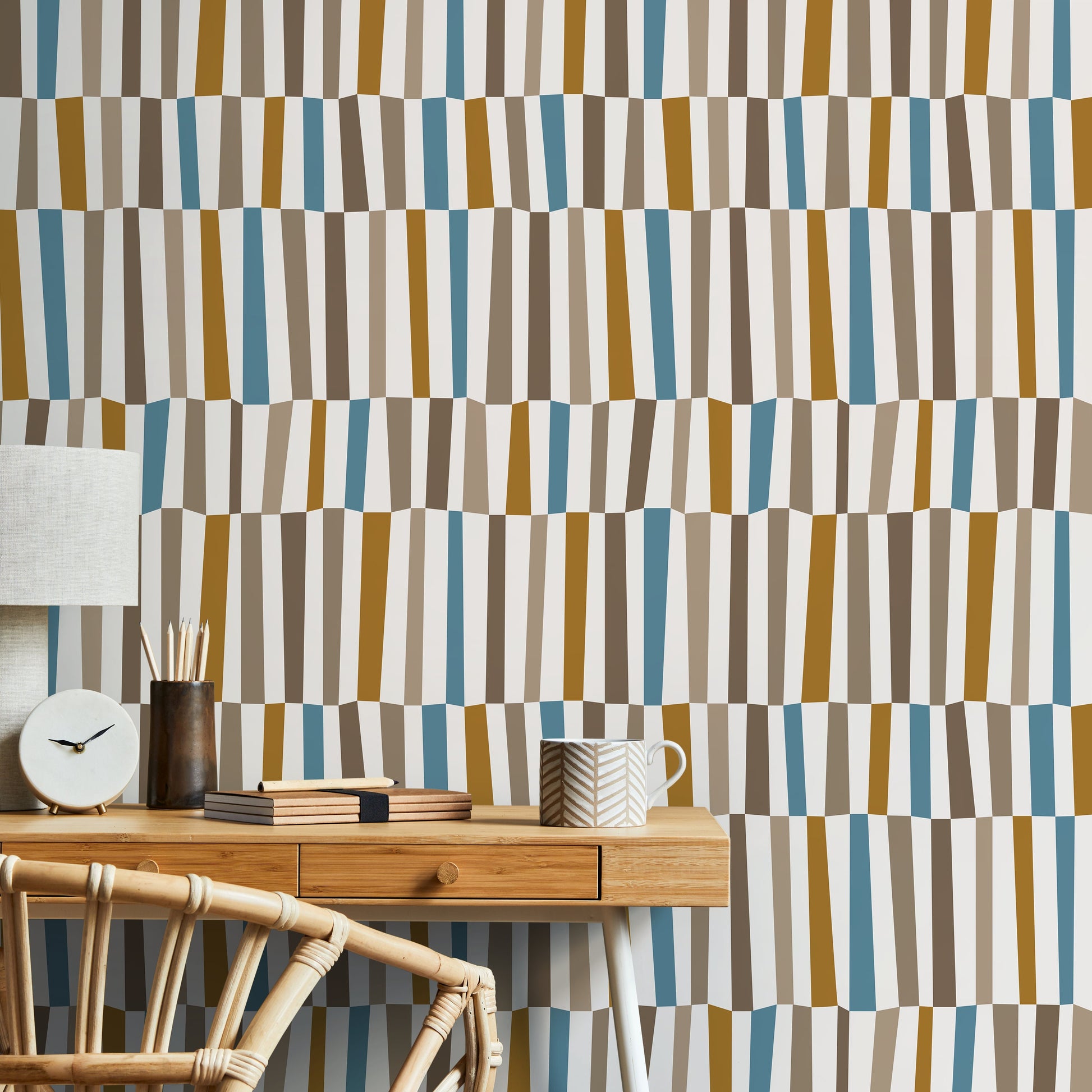 Geometric Mid Century Wallpaper Modern Wallpaper Peel and Stick and Traditional Wallpaper - D851