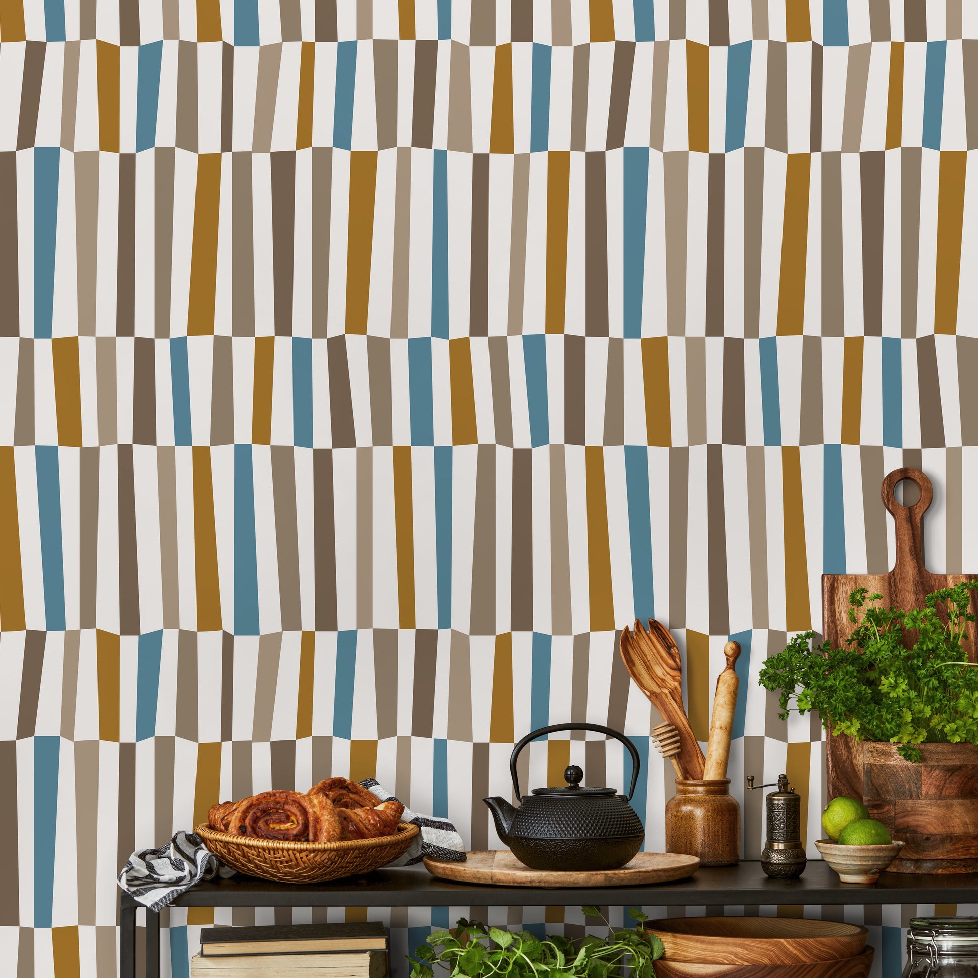Geometric Mid Century Wallpaper Modern Wallpaper Peel and Stick and Traditional Wallpaper - D851