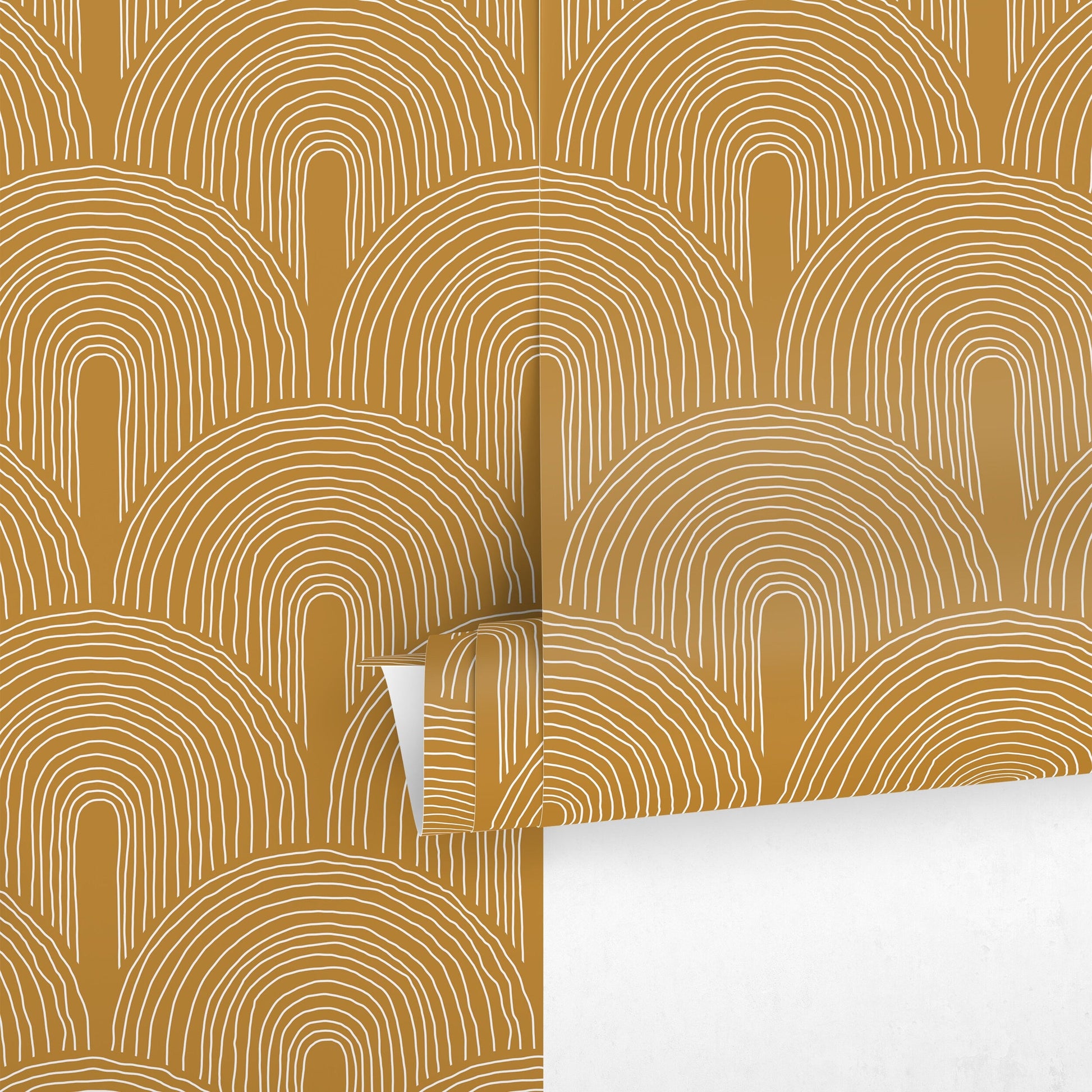 Peel and Stick Wallpaper Removable Wallpaper Wall Decor Home Decor Wall Art Printable Wall Art Room Decor / Mustard Wallpaper - C257