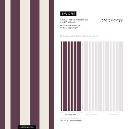 Purple Striped Wallpaper Modern Wallpaper Peel and Stick and Traditional Wallpaper - D787