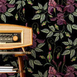 Dark Floral Wallpaper Vintage Garden Wallpaper Peel and Stick and Traditional Wallpaper - D868
