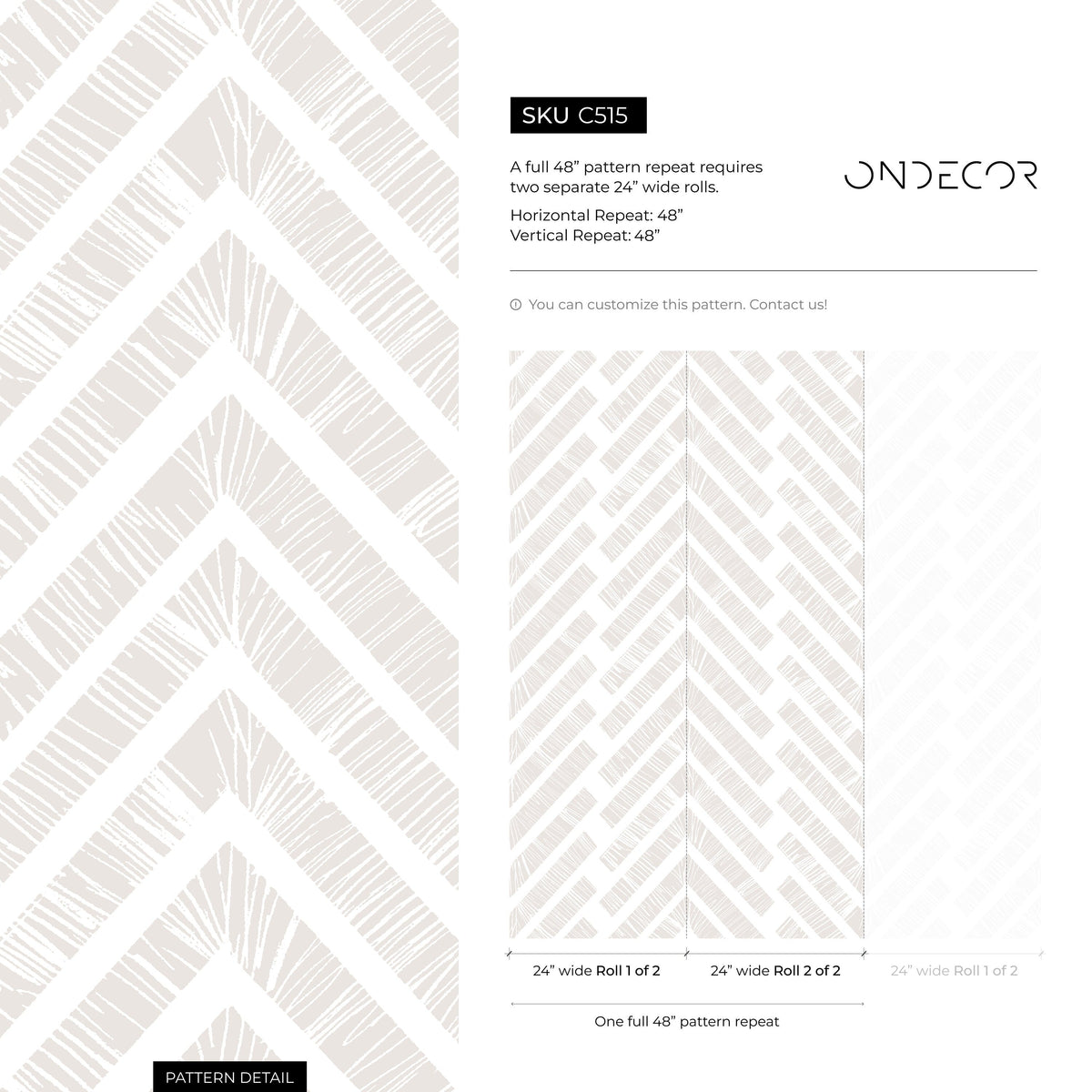 Wallpaper Peel and Stick Wallpaper Removable Wallpaper Home Decor Wall Art Wall Decor Room Decor / Beige Boho Chevron Wallpaper - C515