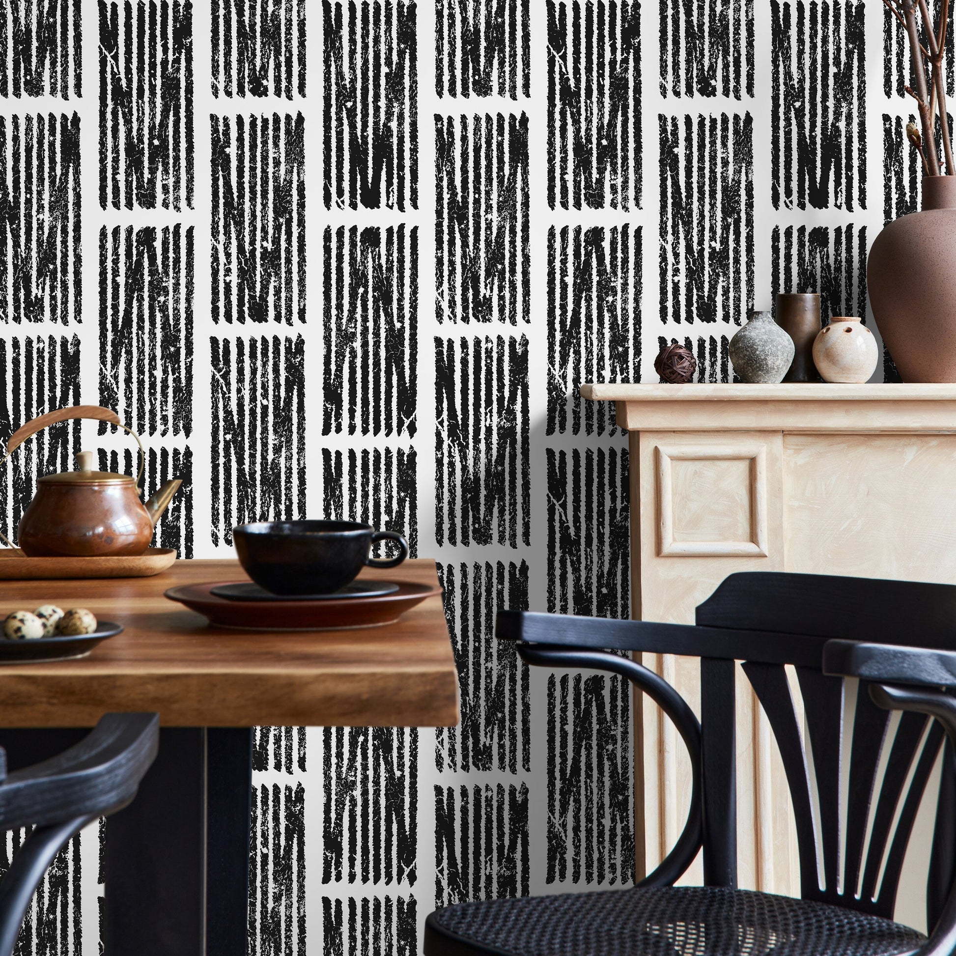 Wallpaper Peel and Stick Wallpaper Removable Wallpaper Home Decor Wall Art Wall Decor Room Decor / Black and Gray Geometric Wallpaper - C550