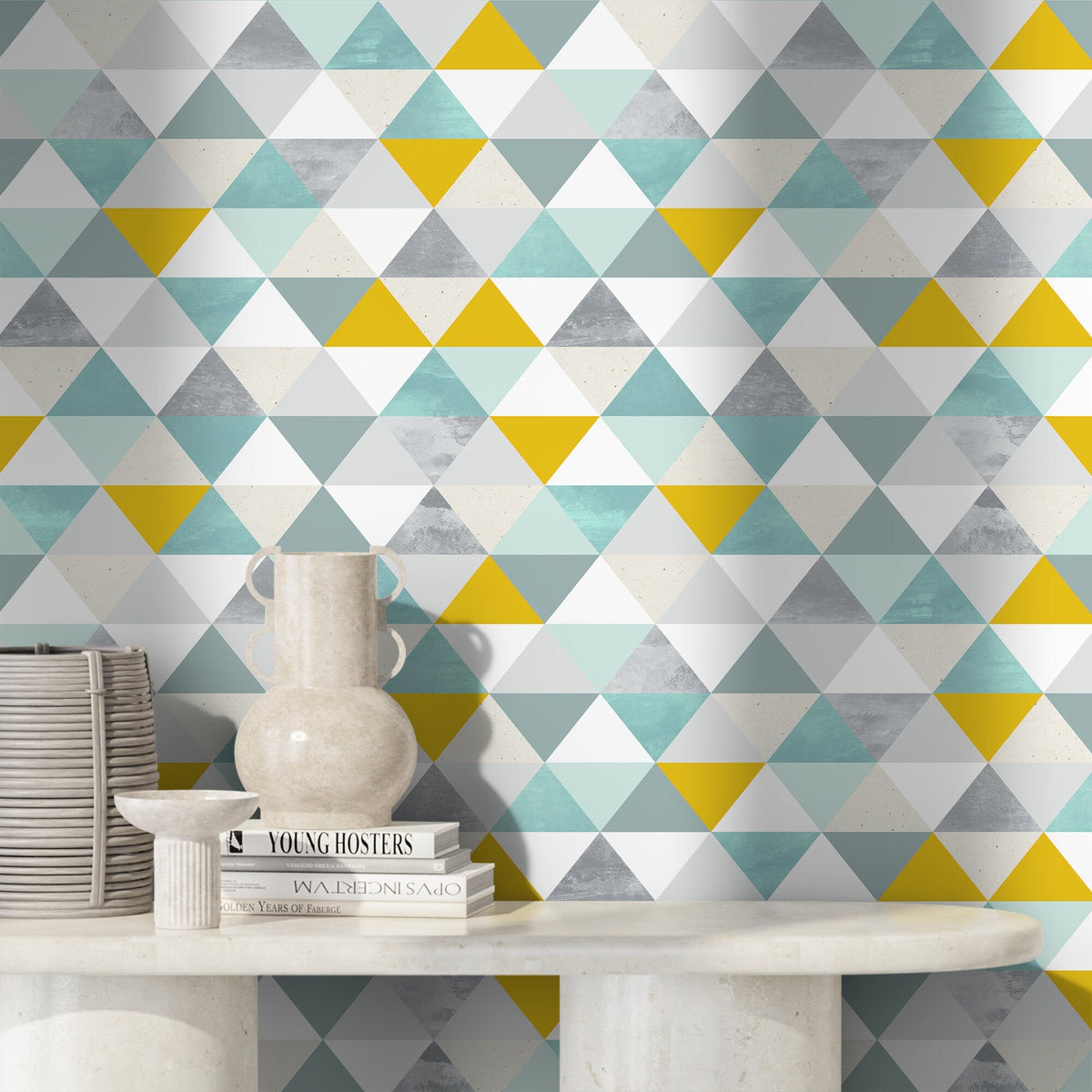 Wallpaper, Removable Wallpaper, Removable wallpaper, Triangles Wallpaper - A732