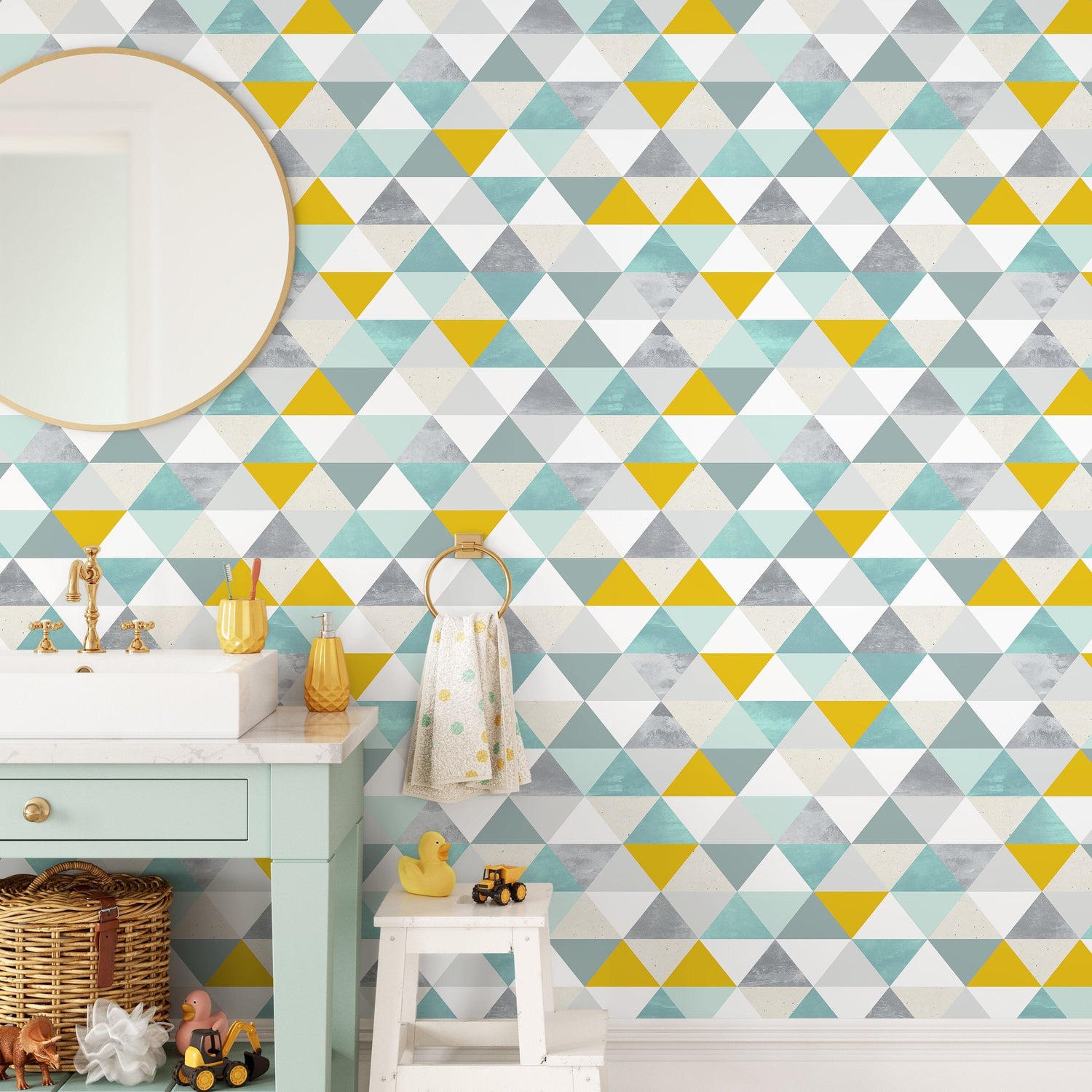 Wallpaper, Removable Wallpaper, Removable wallpaper, Triangles Wallpaper - A732