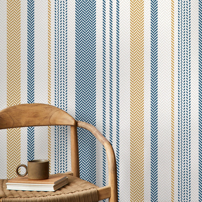 Farmhouse Striped Wallpaper Herringbone Wallpaper Peel and Stick and Traditional Wallpaper - D803