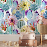 Cactus Wallpaper / Flower Wallpaper / Removable Wallpaper / Floral Wallpaper / Reusable / Peel and Stick - A304