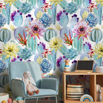 Cactus Wallpaper / Flower Wallpaper / Removable Wallpaper / Floral Wallpaper / Reusable / Peel and Stick - A304