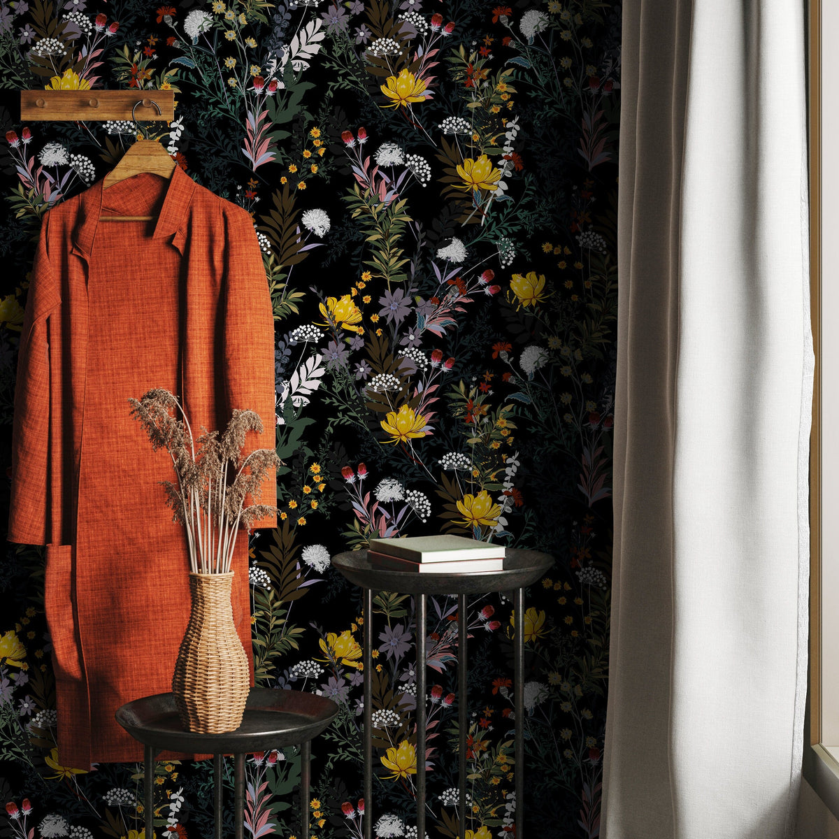 Temporary Wallpaper Wallpaper Colorful Wallpaper Wallpaper, Peel and Stick Self Adhesive Fabric Floral Wallpaper - A573