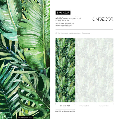 Tropical, Self-adhesive Removable Wallpaper, Peel and Stick Fabric Wallpaper, Custom Design Wall, Tropical - A927