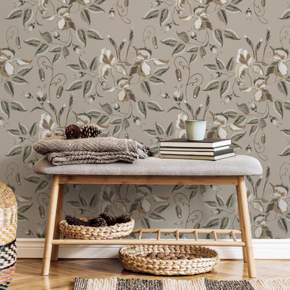 Floral Wallpaper Vintage Garden Wallpaper Peel and Stick and Traditional Wallpaper - D871