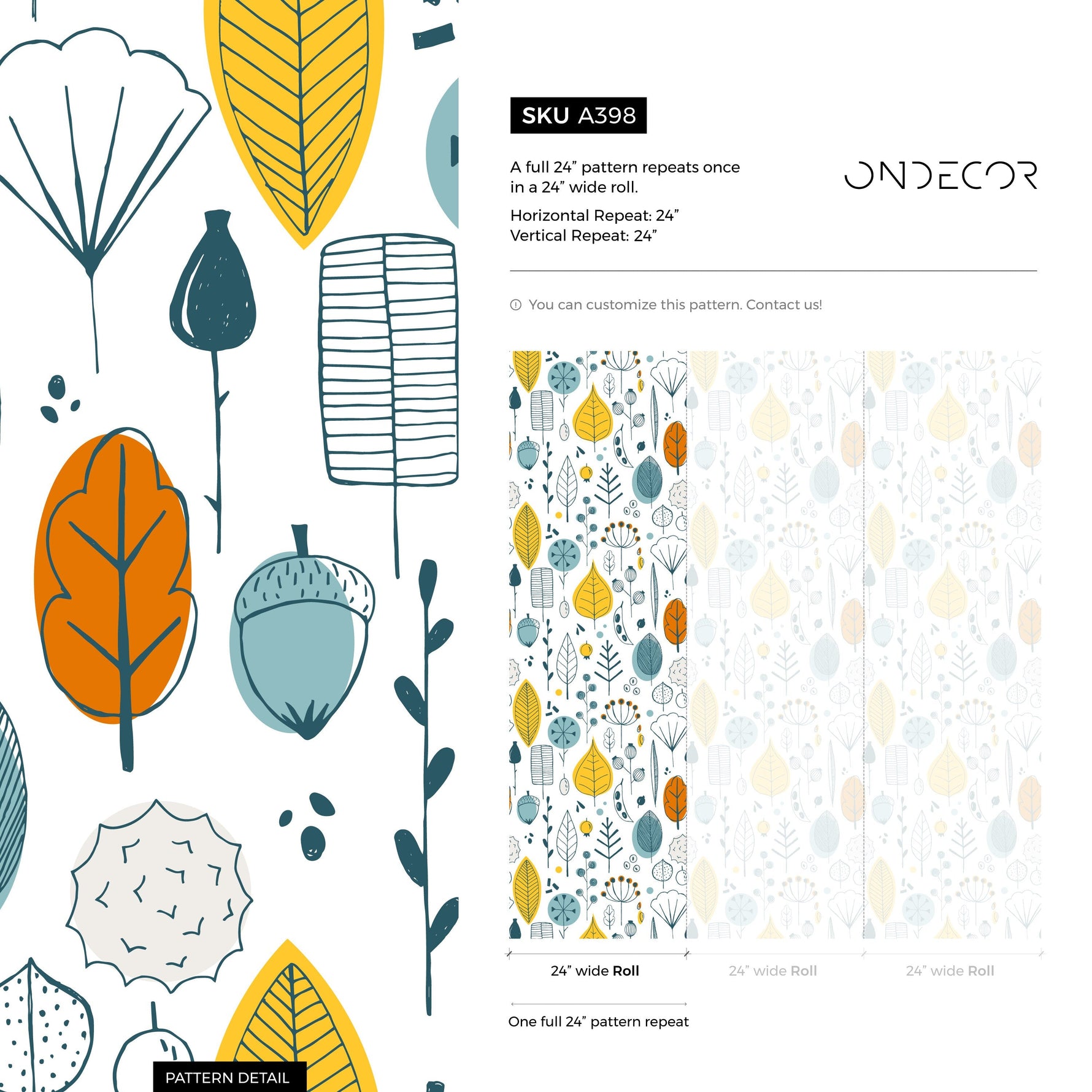 Removable Wallpaper Peel and Stick Wallpaper Wall Paper Wall Mural - Leaf Wallpaper Tropical Wallpaper - A398