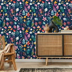 Wallpaper Removable Wallpaper Peel and Stick Wallpaper Wall Decor Home Decor Wall Art Room Decor / Colorful Leaf Wallpaper - A811