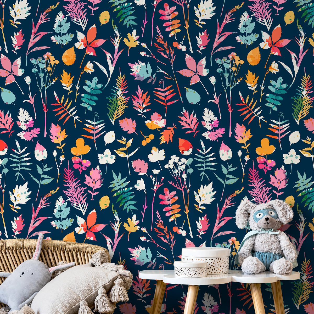 Wallpaper Removable Wallpaper Peel and Stick Wallpaper Wall Decor Home Decor Wall Art Room Decor / Colorful Leaf Wallpaper - A811