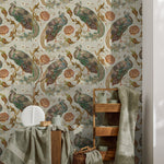Vintage Peacock Wallpaper Floral Wallpaper Peel and Stick and Traditional Wallpaper - D885