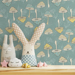 Green Mushroom Wallpaper Groovy Wallpaper Peel and Stick and Traditional Wallpaper - D892