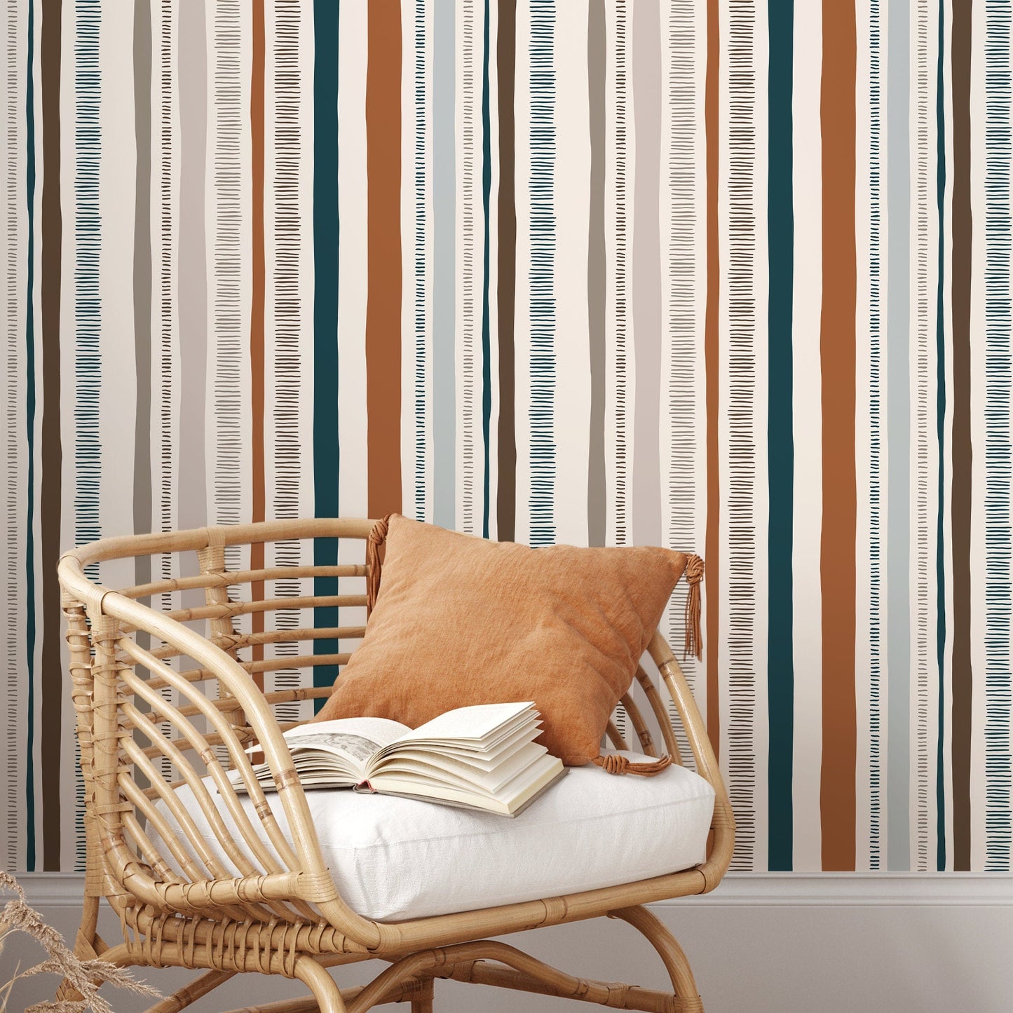 Modern Striped Wallpaper Abstract Wallpaper Peel and Stick and Traditional Wallpaper - D835