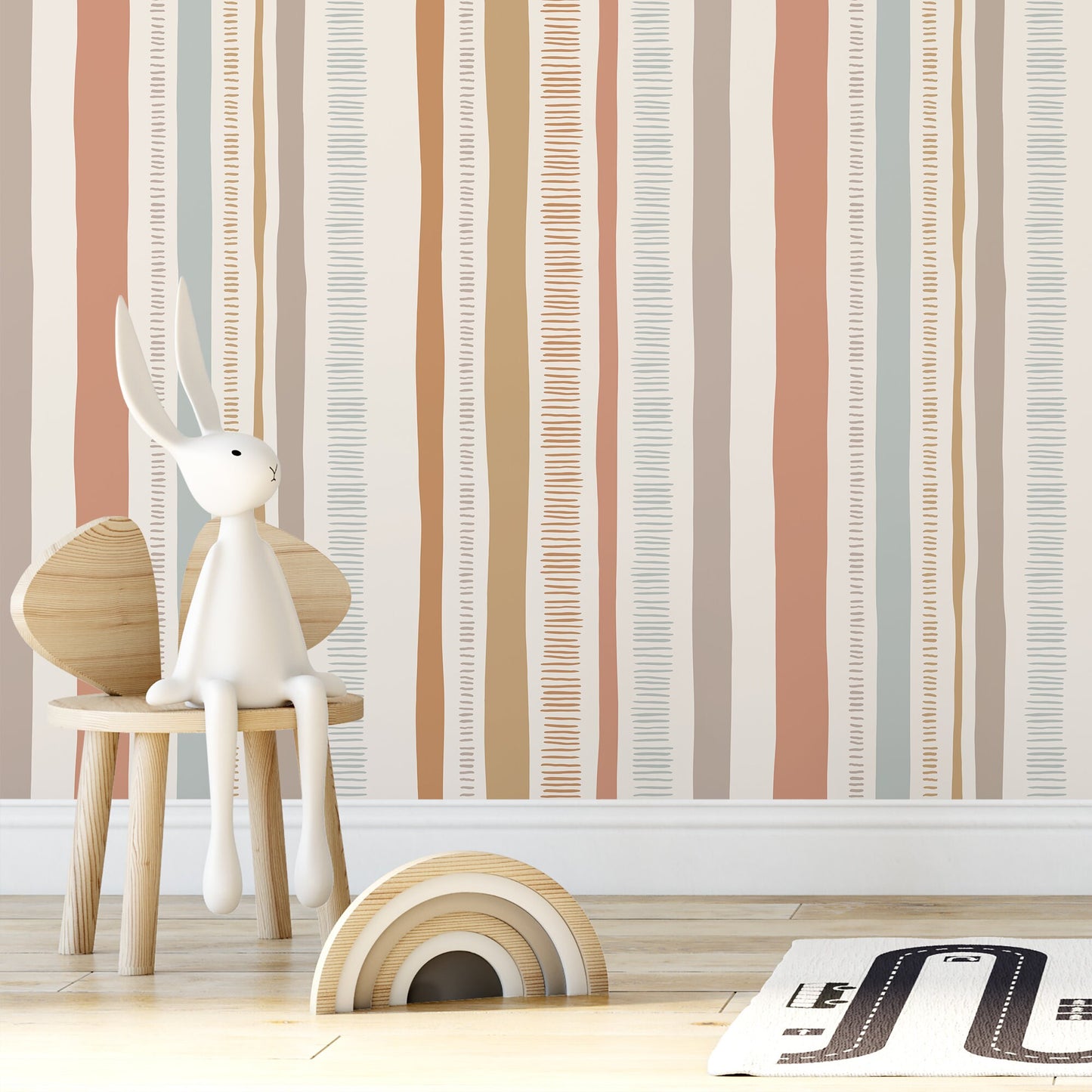 Pastel Striped Wallpaper Abstract Wallpaper Peel and Stick and Traditional Wallpaper - D834