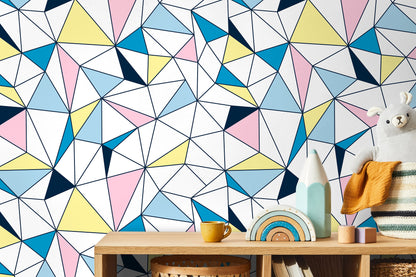 Retro Geometric Wallpaper Removable Wallpaper Home Decor Wall Art Room Decor / Colorful Triangle Wallpaper - B731