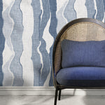 Blue Abstract Waves Wallpaper Modern Wallpaper Peel and Stick and Traditional Wallpaper - D837